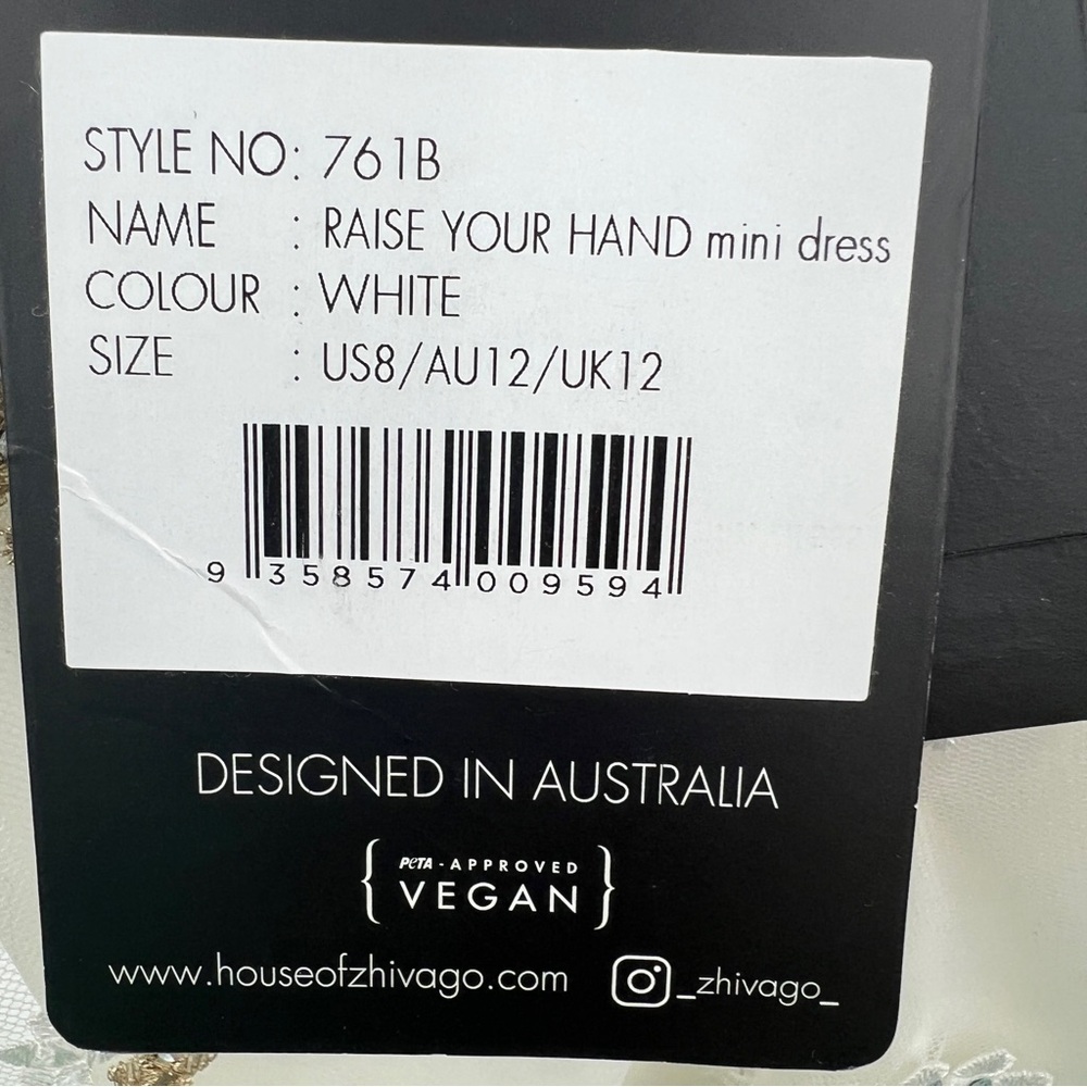 Zhivago NWT Raise Your Hand Embellished Mini Dress in White size 8 - Picture 7 of 10